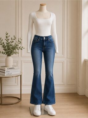 Dark Blue Women's Flared Jeans